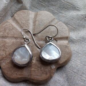 SILPADA VTG Sterling Silver 925 Teardrop Dangle Earrings Mother of Pearl B0437